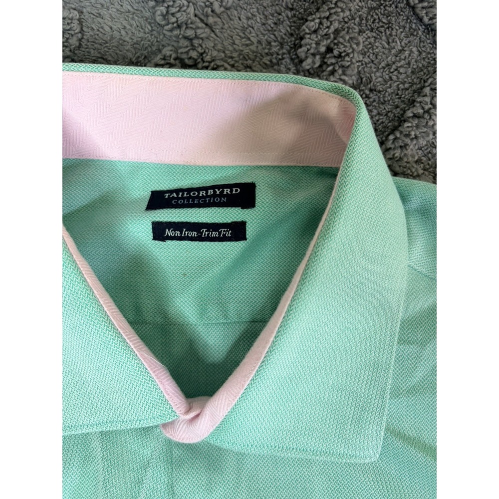 TAILORBYRD Men's Green and Pink Button Shirt Long Sleeves Size 34 -35 18 - Picture 8 of 8
